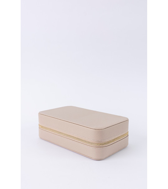 Бежова правоъгълна кутия за бижута снимка