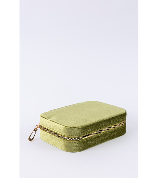 Правоъгълна зелена велурена кутия за бижута BOX снимка