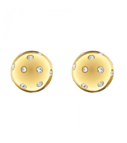 Златисти дамски обици с кристали  снимка