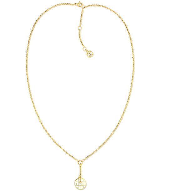 Златисто дамско колие с кръгла висулка  снимка