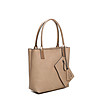 Бежова дамска чанта със златисти дръжки и несесер-1 снимка