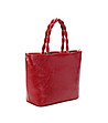 Дамска чанта в червено с усукани дръжки-0 снимка