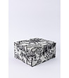 Текстилна кутия за бижута в сиво с черен принт-3 снимка