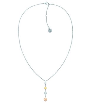 Дамско сребристо колие с висулки в три цвята  снимка