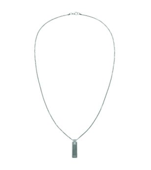 Мъжко сребристо колие с правоъгълба висулка  снимка