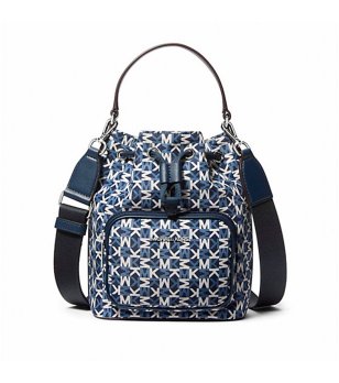 Синя дамска чанта с принт снимка