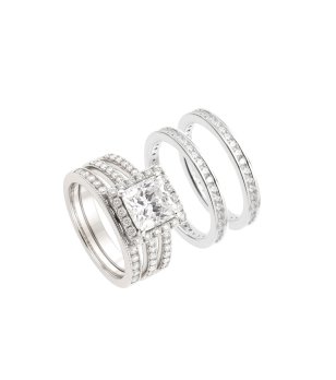 Сребърен комплект от три пръстена със цирконий Diamonfire снимка