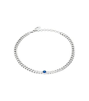 Сребристо колие с син камък BOSSY CHAIN снимка