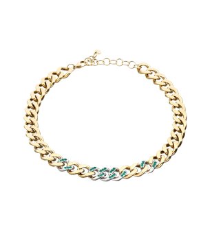 Златисто колие с зелени кристали снимка