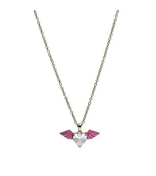 Дамско колие с висулка сърце с крила  снимка