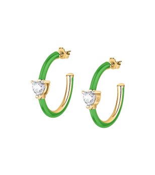 Зелени обици халки с камък LOVE PARADE  снимка