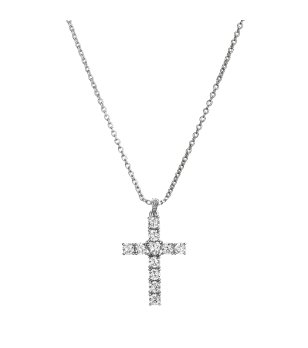 Дамско сребристо колие с кръст  снимка