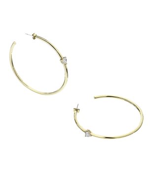 Дамски златисти халки с кристал  снимка