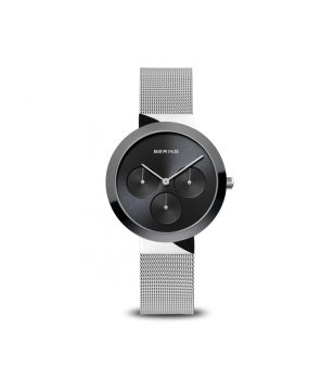 Унисекс сребрист часовник с черен дисплей Bering снимка