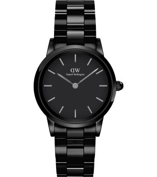 Дамски черен керамичен  часовник  снимка