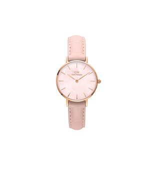 Дамски розов часовник с кожена каишка  снимка