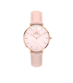 Дамски розов часовник с каишка от естествена кожа  снимка