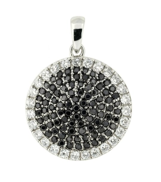 Посребрен медальон  с черни кристали снимка