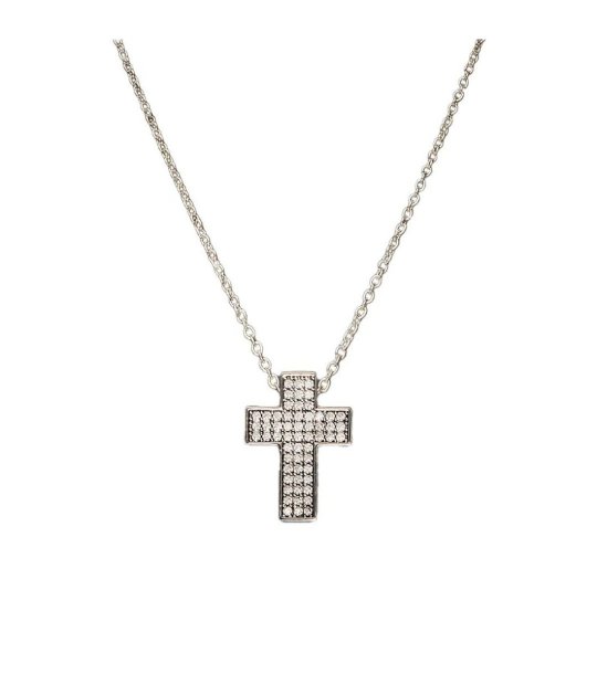 Дамско сребристо колие с кръст  снимка