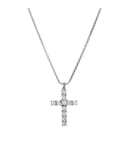 Дамско сребристо колие с кръст  снимка