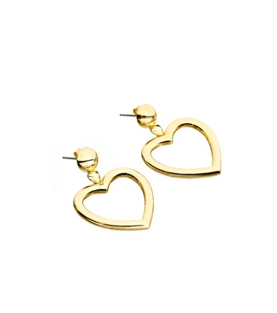 Златисти обеци сърце  снимка