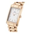 Дамски розовозлатист часовник с правоъгълен корпус -1 снимка