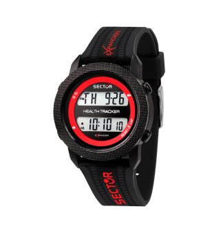 Мъжки черен дигитален часовник с червен детайл  снимка