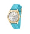 Дамски часовник в златисто и светлосиньо -0 снимка