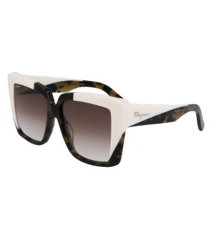Дамски слънчеви очила с бяла и шарена рамка снимка