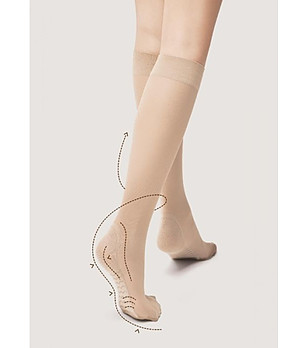 Бежови чорапи до коляното с масажен ефект BODY CARE MASSAGE 20 снимка