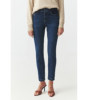 Дамски тъмносини дънки с висока талия SARO снимка