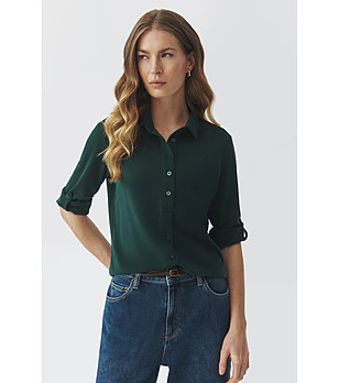Тъмнозелена дамска риза с 3/4 ръкав FLEA снимка