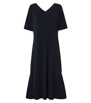 Тъмносиня рокля с V-образно деколте ARIA 2 снимка