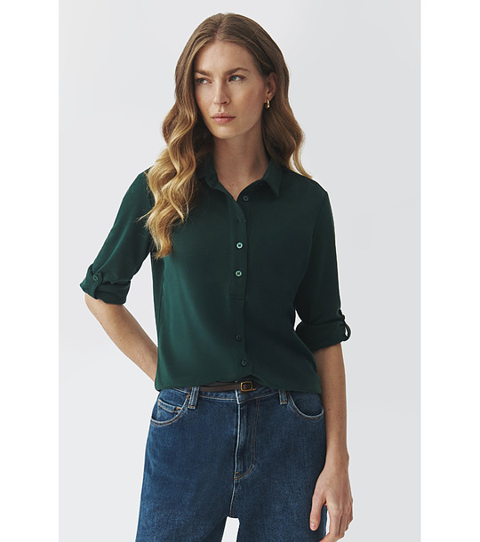 Тъмнозелена дамска риза с 3/4 ръкав FLEA снимка