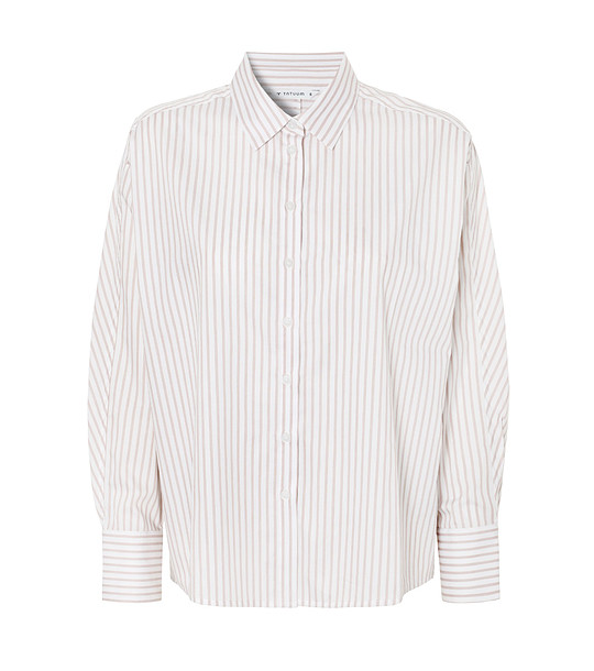 Кремава памучна дамска риза на райе NAYA снимка