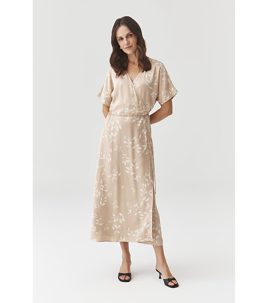 Бежова рокля с принт ZEREWI снимка