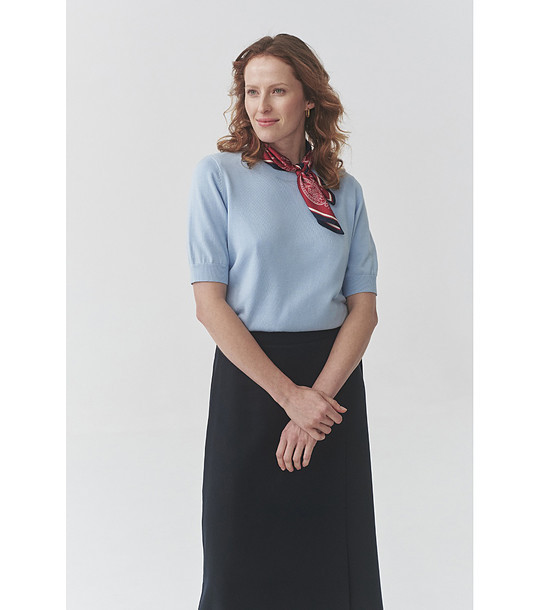 Светлосин дамски пуловер AUGUST снимка