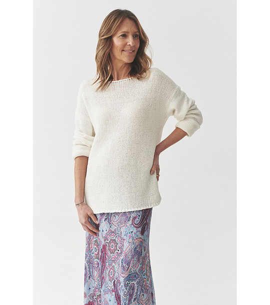 Дамски пуловер в екрю с памук ALYA снимка