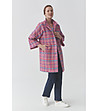 Розово дамско палто на каре MORWI-0 снимка