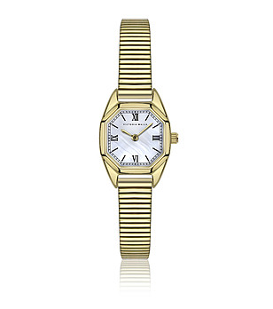 Дамски златист часовник с бял перлен циферблат  снимка