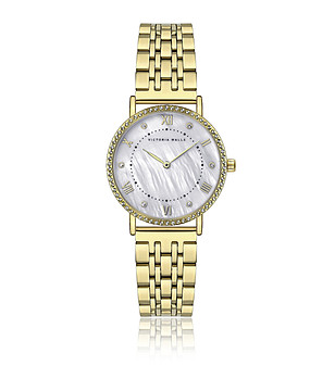 Дамски златист часовник с перлен циферблат  снимка