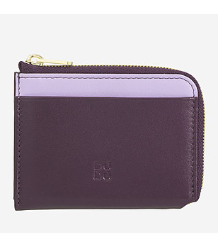 Мъжки кожен портфейл с цип PETROL в тъмнолилаво снимка