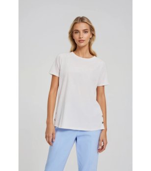 Екрю тениска с копчета отстрани снимка