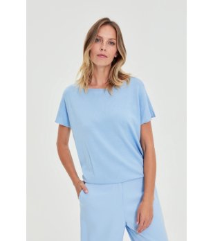 Дамска светлосиня блуза с къс ръкав снимка
