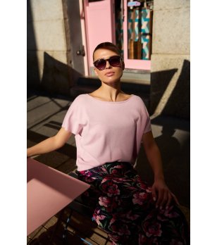 Дамска розова блуза с къс ръкав снимка