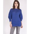 Дамски син пуловер тип прилеп BEATRIX-0 снимка
