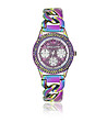 Дамски часовник в райнбоу цвят с розов циферблат и кристали-0 снимка