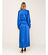 Синя сатенена макси рокля -1 снимка