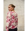 Дамшен суитшърт с флорални мотиви -3 снимка