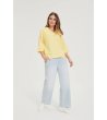 Жълта дамска блуза с V-образно деколте-3 снимка